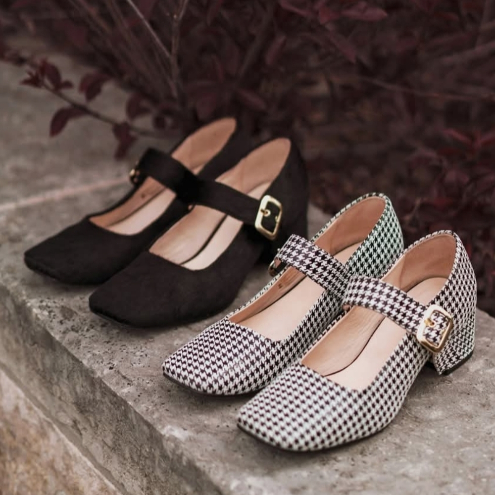Buckle-Up Mary Jane Black Calf Hair